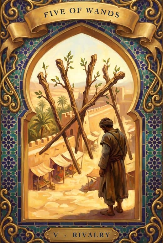 Cinq de Bâtons, FIVE OF WANDS