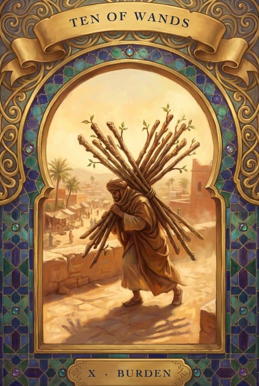 Dix de Bâtons, TEN OF WANDS