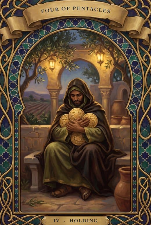 أربعة الدنانير, FOUR OF PENTACLES