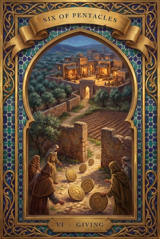 ستة الدنانير, SIX OF PENTACLES